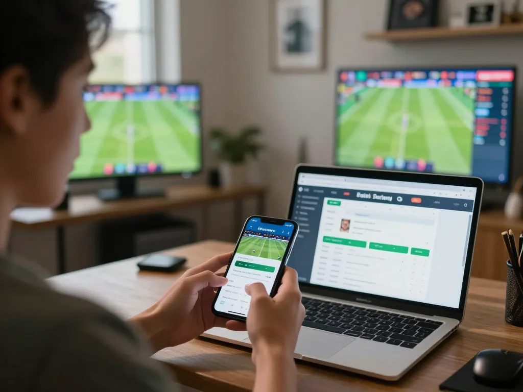 Engaging mobile betting scene showcasing ty le keo nha cai during live sports match.