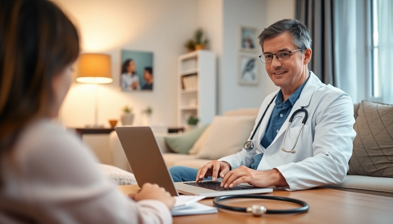 Engaging online urgent care doctor visit illustration showcasing a virtual consultation with a patient.