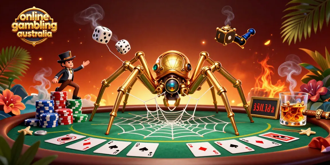 Catching unlucky dice in the web, enjoy online gambling australia thrills with 3D casino illustration.