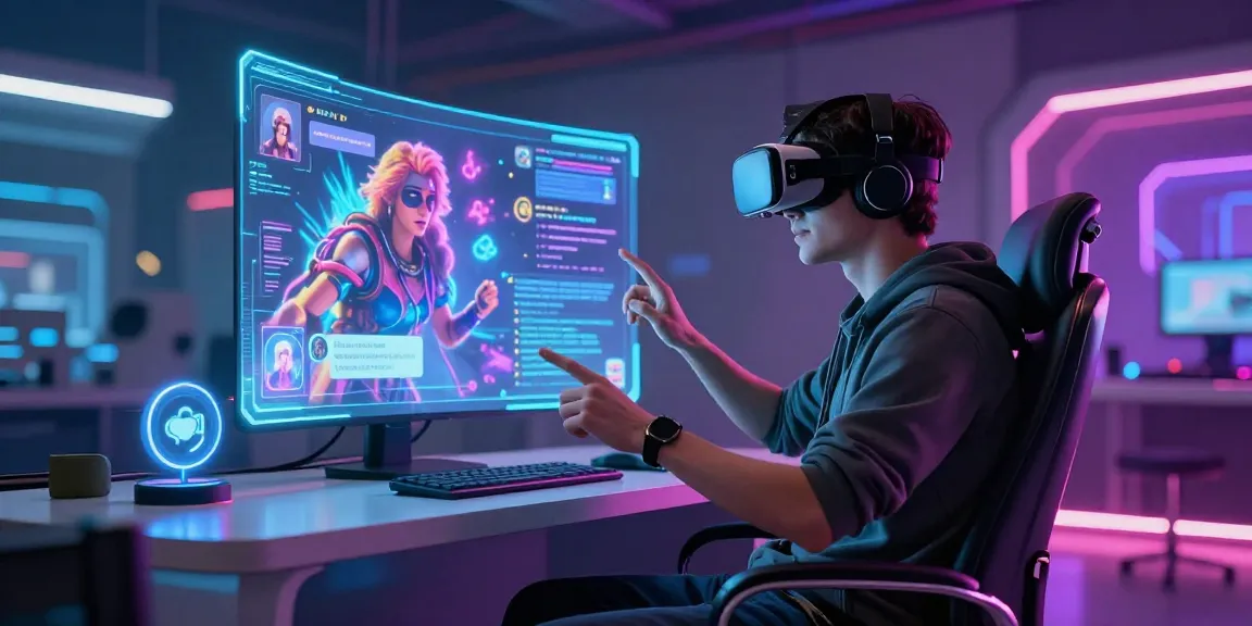 Engaging user interaction with NSFW AI in a futuristic virtual space, showcasing immersive chat and customization elements.