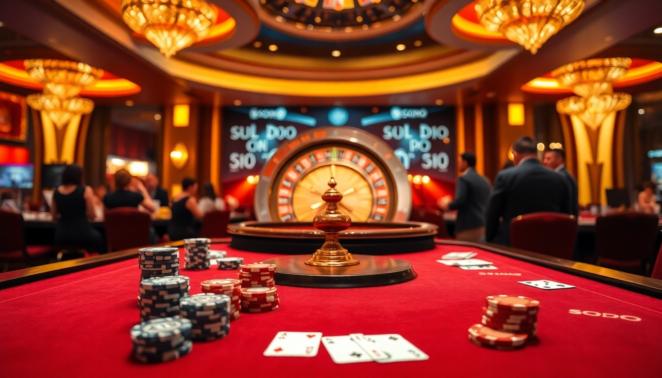 SODO casino scene with dice and cards, showcasing excitement and luxury in gambling.
