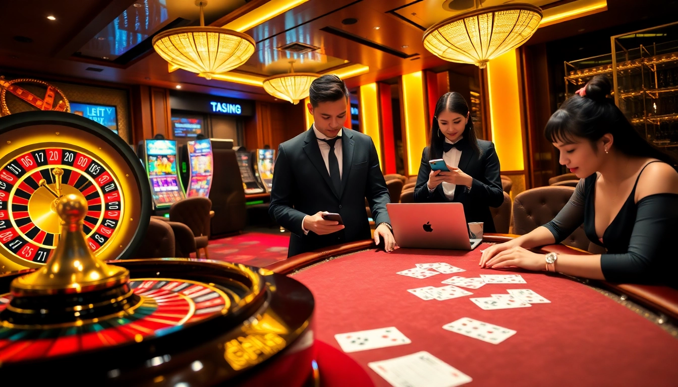 Lô Đề Trực Tuyến enhancing the gaming thrill in a luxurious casino environment.