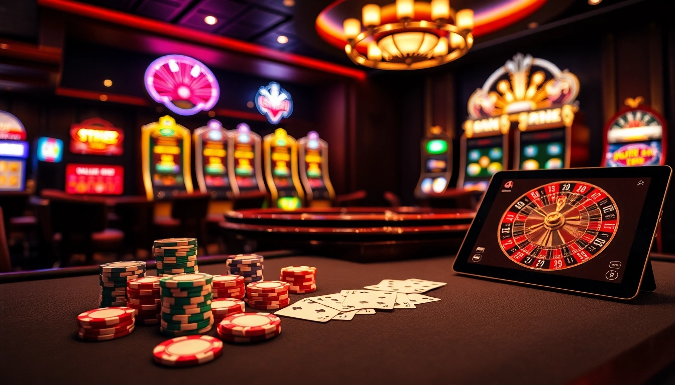 Experience the thrill of tg88 casino with vibrant gaming tables and colorful poker chips.