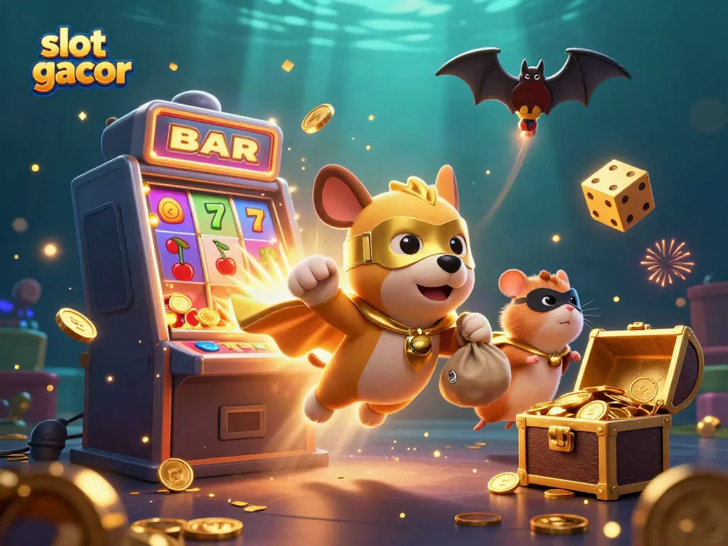 Experience thrilling slot gacor action in our vibrant casino illustration featuring animated characters.