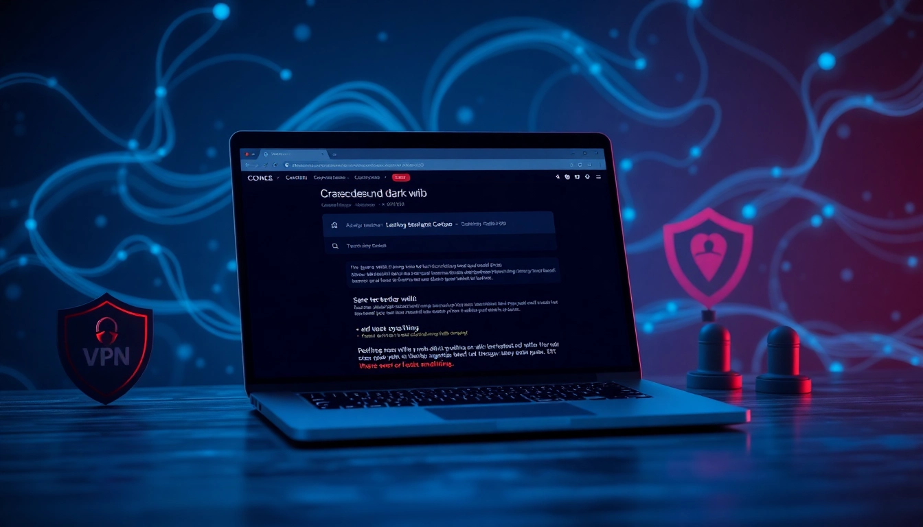 The hidden wiki access interface displayed on a laptop screen, symbolizing secure dark web navigation.