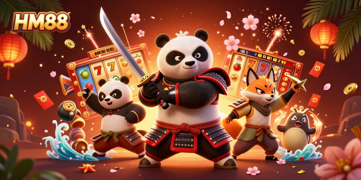 Experience thrilling wins with HM88, featuring vibrant 3D characters and casino elements.