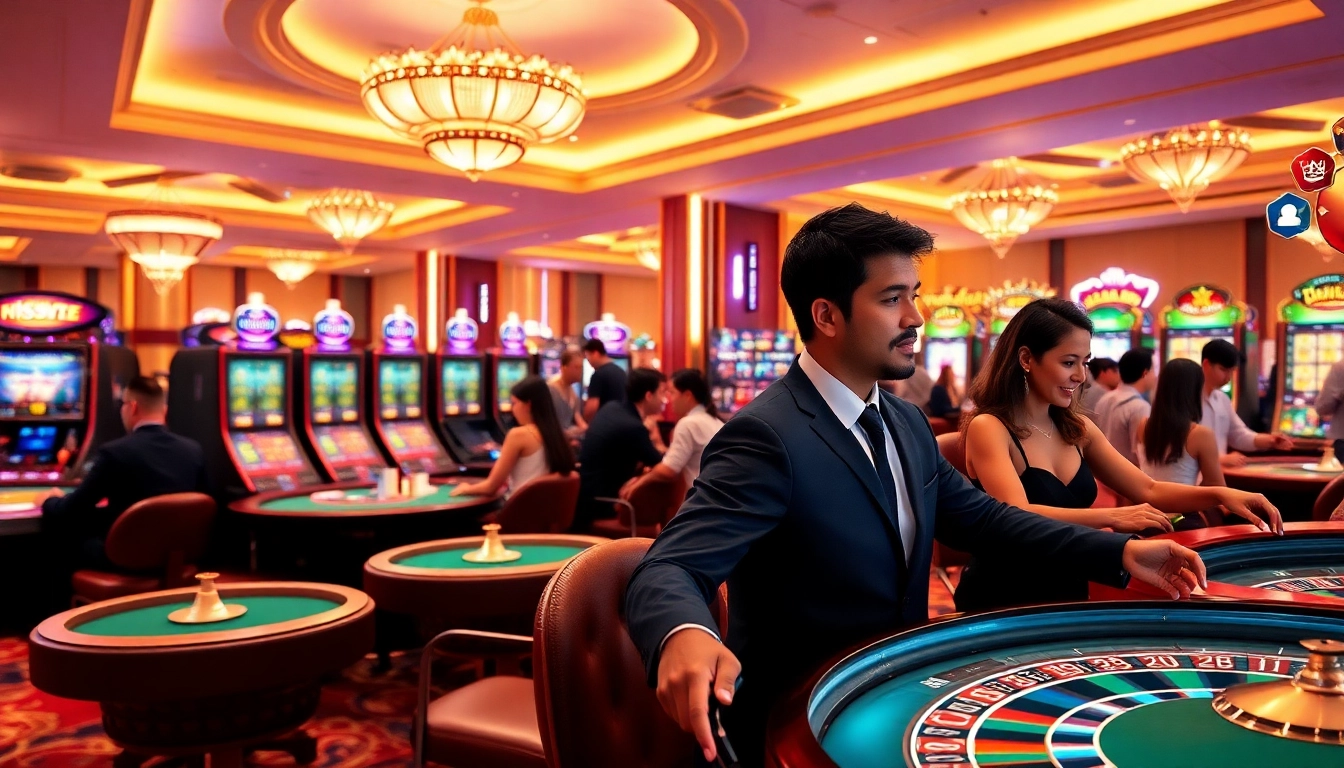 Engaged players enjoying the thrilling experience of online gambling on the kiss888 platform.