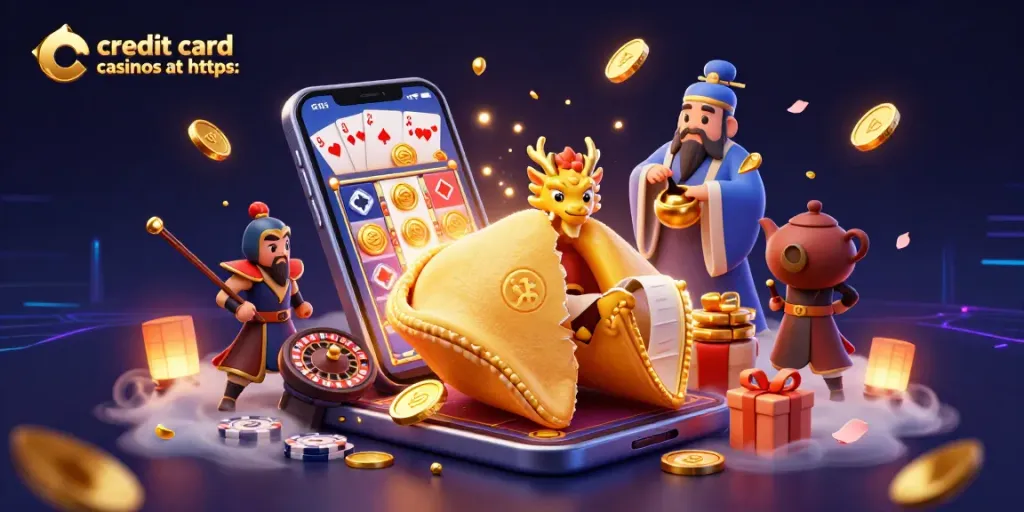 Engaging scene featuring characters of credit card casinos at https: with vibrant casino elements and atmospheric effects.