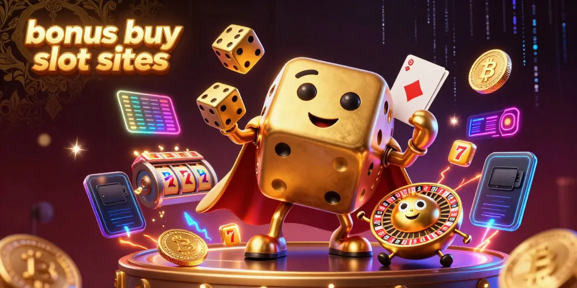 Engage in thrilling gameplay with bonus buy slot sites, featuring vibrant dice characters and glowing crypto elements.