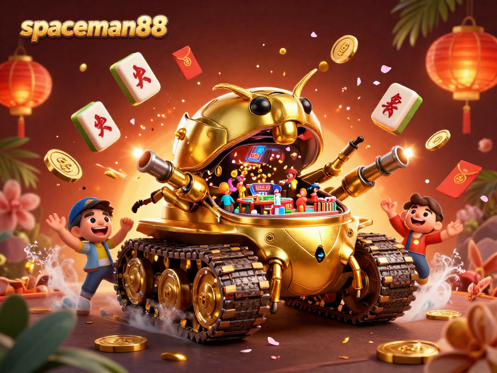 Experience the thrilling gameplay of spaceman88 within this vibrant casino-themed illustration.