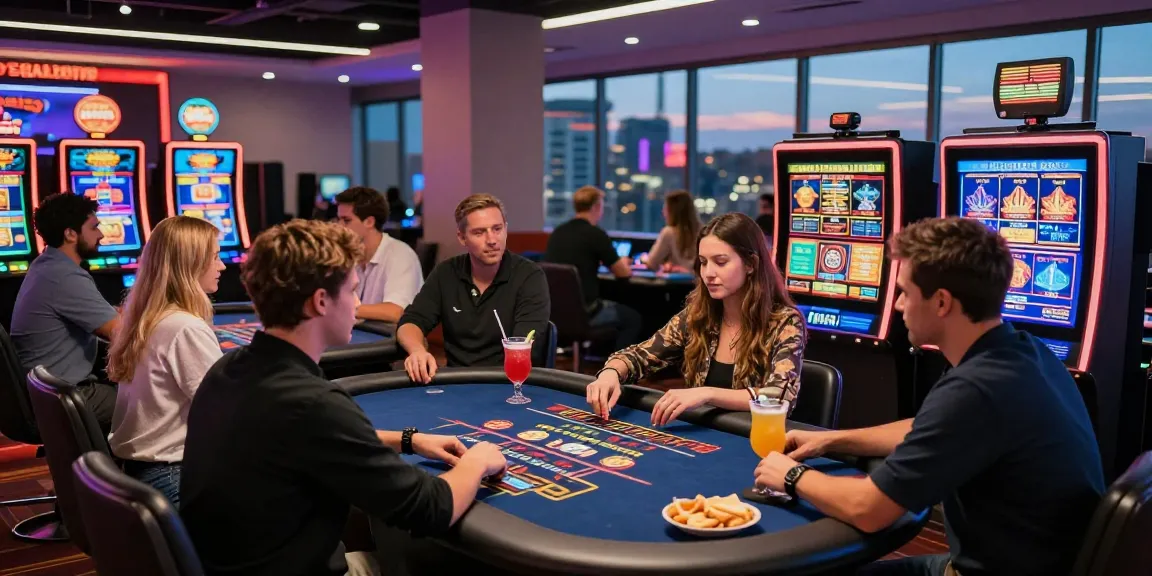 Exciting players at modern gaming tables in online casinos that accept credit cards, showcasing vibrant atmosphere and digital games.
